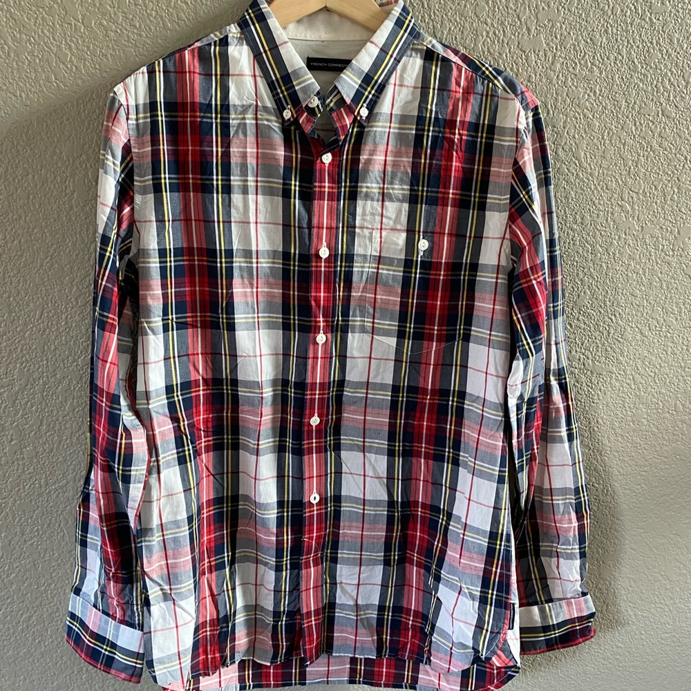 French Connection Plaid Button Down Shirt Long Sl… - image 1